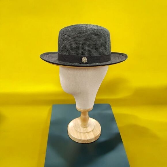 MEN'S BRUNO CAPELO EMPIRE COLLECTION STRAW 2 1/2" BRIM FEDORA HAT. EM 500. - Picture 1 of 8